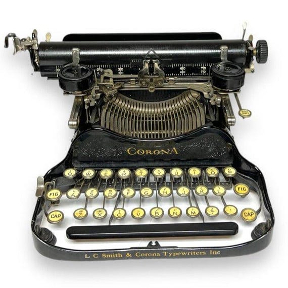 Corona 3 (black on Black) Folding Typewriter - Etsy
