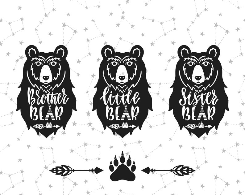 Download Stencils Templates Sister Little Grandma Grandpa Brother Bear Family Bear Face Baby Bear Svg Papa Teepee Svg Paw Print Mama Bear Svg Tribal Arrows Svg Drawing Drafting