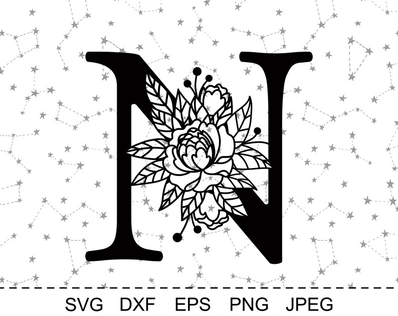 Download Initial SVG Letter N Svg Monogram Clipart Iron on Transfer ...