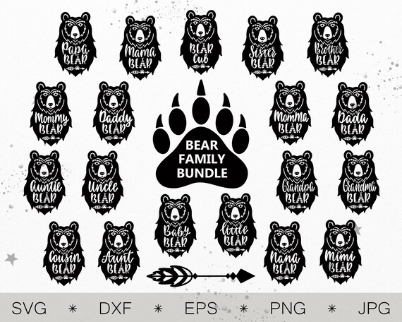 Download Bear Family Bundle Svg Cut Files Bear Head Svg Mama Bear Etsy