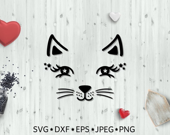 Download Cat Face Svg Cute Kitty Svg Cat Face With Eyelashes Girl T Etsy PSD Mockup Templates