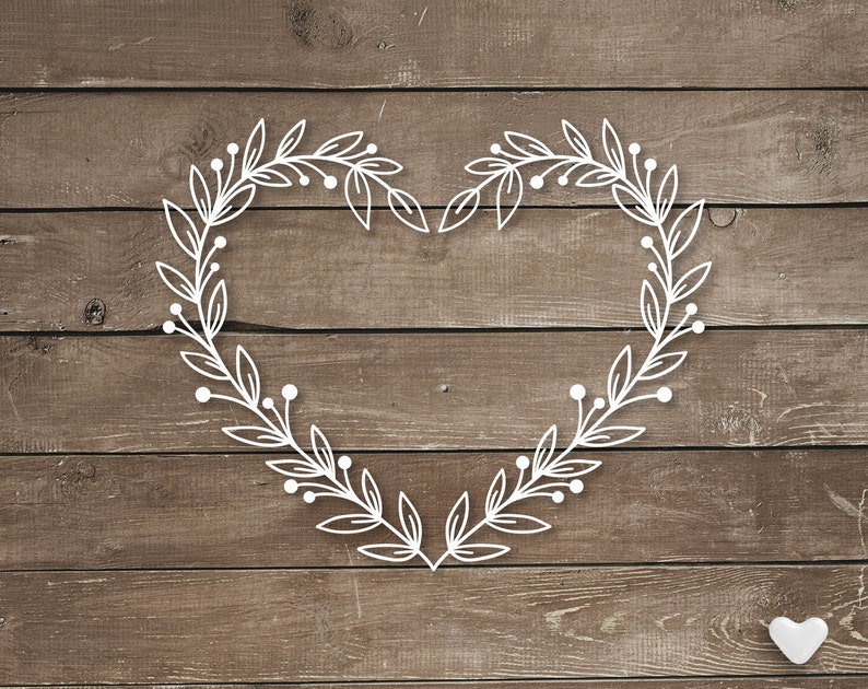 Download Heart laurel Svg cut file Wedding monogram frame Floral | Etsy