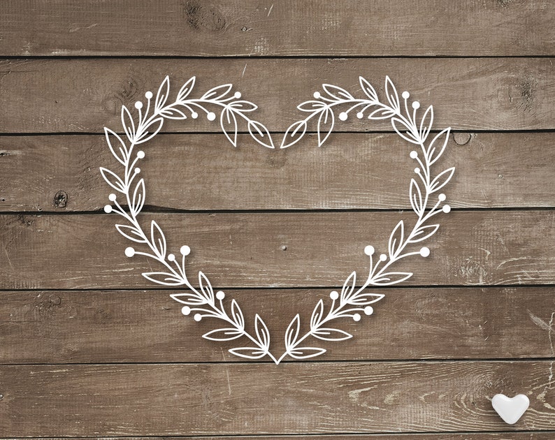 Heart laurel Svg cut file Wedding monogram frame Floral | Etsy