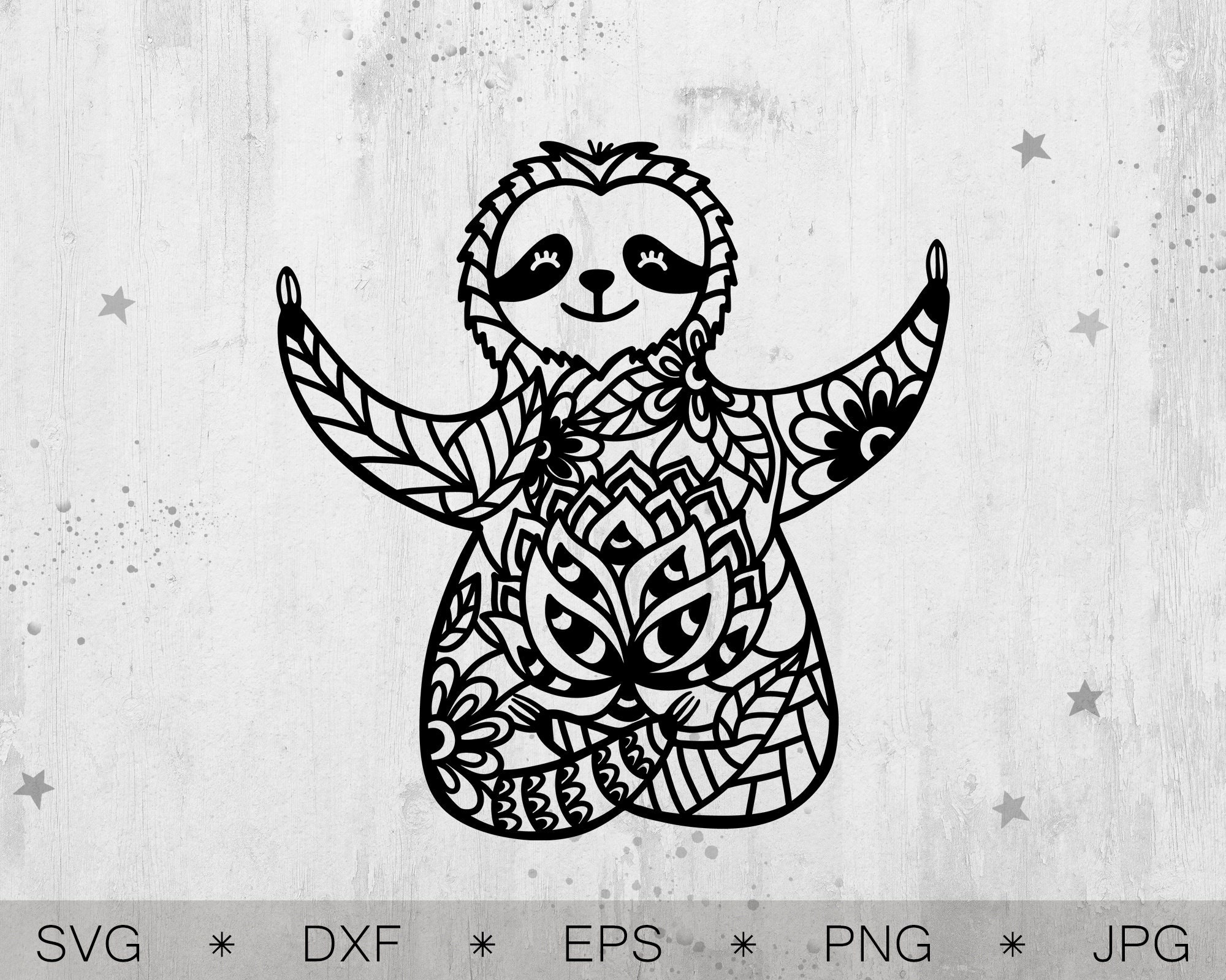 Download Sloth Svg Sloth Mandala Svg File For Cricut Yoga Sloth Svg Etsy