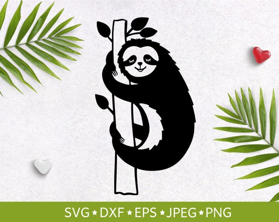 Download Sloth Svg Hanging Sloth Png Digital Clipart Sloth Spirit Animal Svg Baby Sloth Svg Svg Cut File For Cricut Black And White Print Dxf