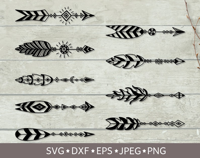 Download Boho arrows svg bundle Feather arrow svg cut files Arrow Png | Etsy