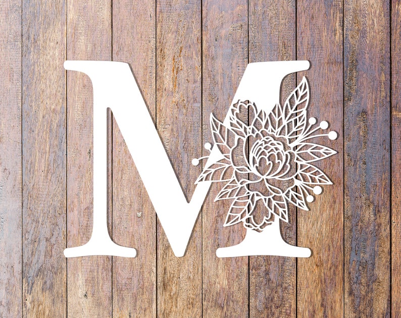 Floral Alphabet Buchstabe M Svg erste SVG Blume Monogramm | Etsy