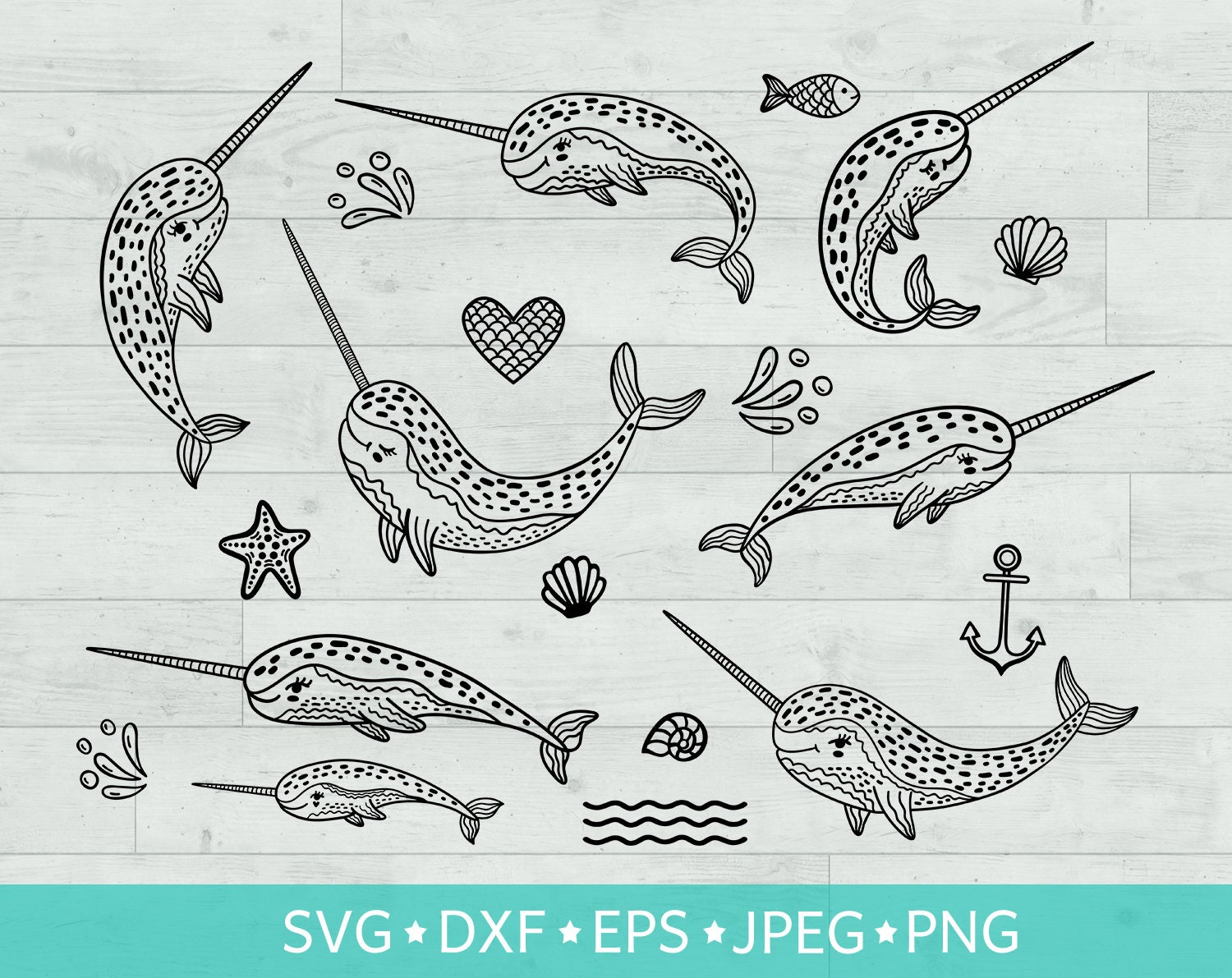 Narwhal SVG Narwhal Print Baby Narwhal SVG Narwhal Clipart | Etsy