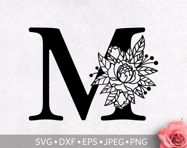 Download Floral Alphabet Letter M Svg Initial SVG Flower Monogram | Etsy