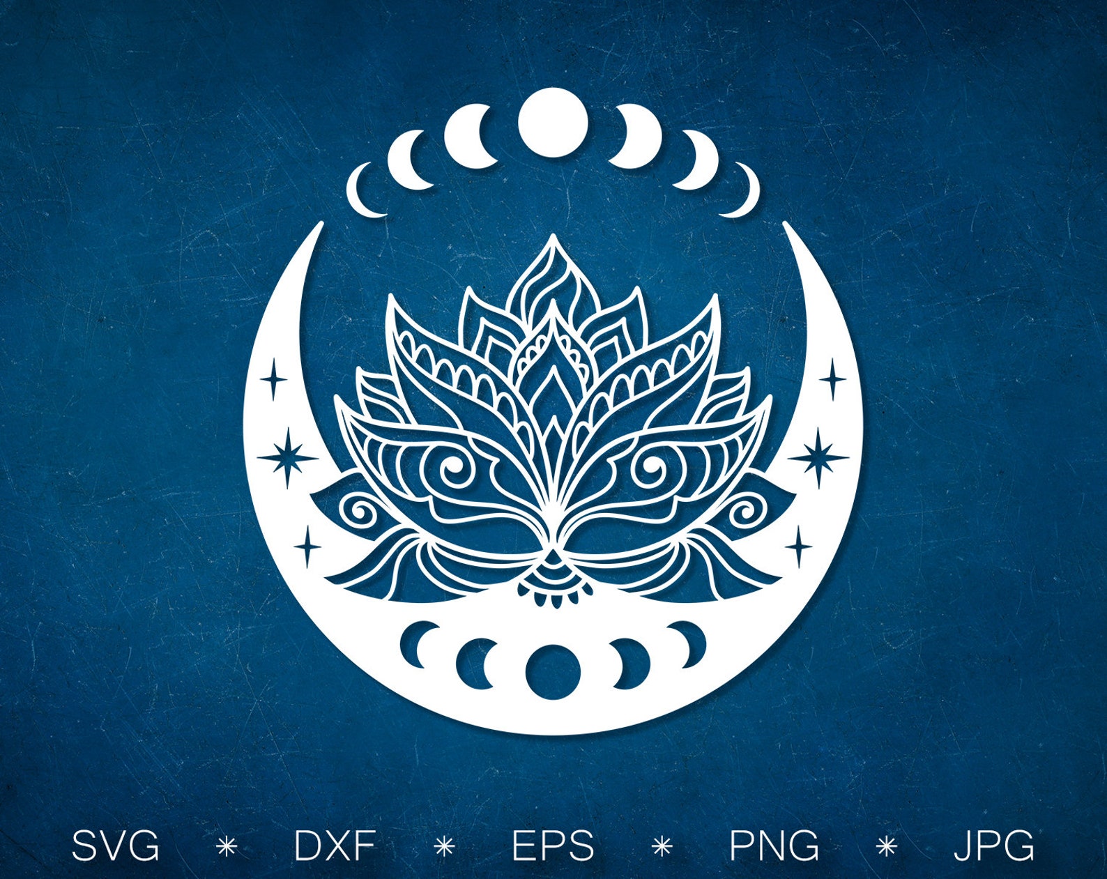 Lotus flower with Moon phases svg cut file Crescent moon svg Etsy