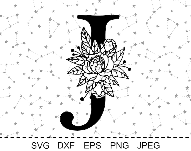 Download Floral Alphabet Letter J SVG Flower Monogram clip art | Etsy