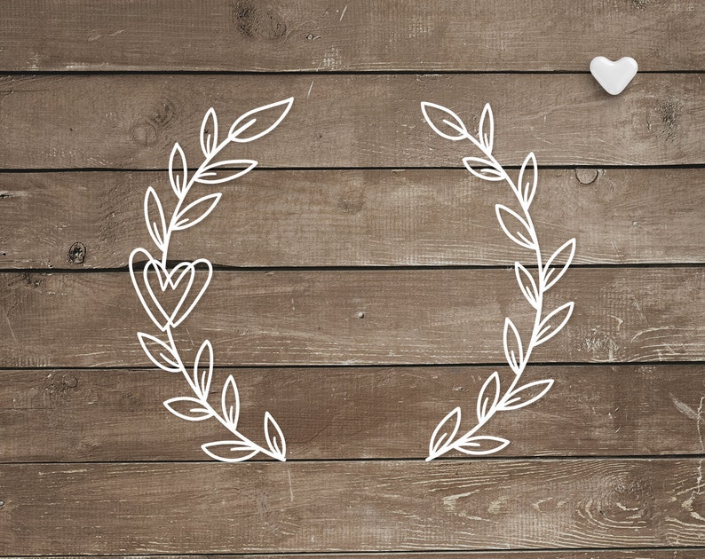 Download Floral wreath with heart svg cut file Laurel border png | Etsy