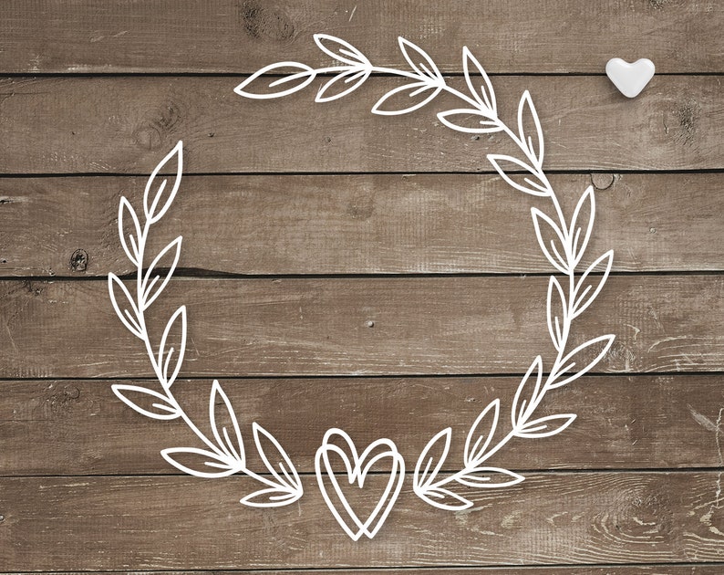 Download Floral wreath svg cut file Laurel frame with heart clipart | Etsy