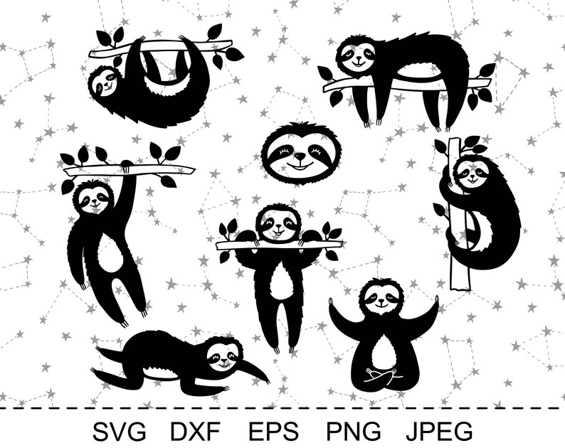 Download Sloth SVG Sloth Print Baby Sloth SVG Sloth Clipart Images ...