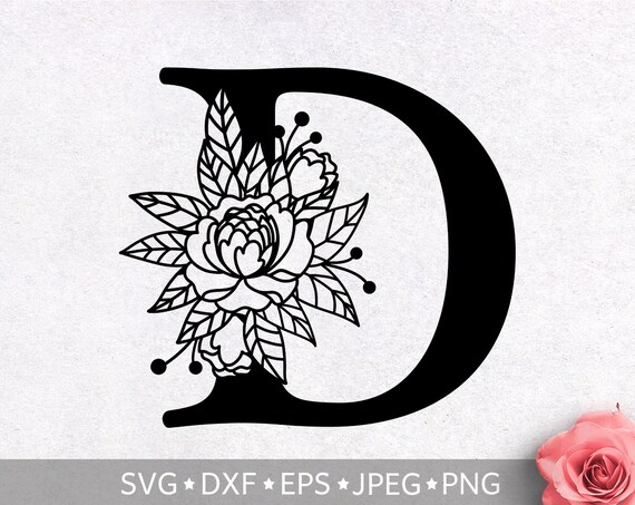 Floral Alphabet Letter D SVG Flower Monogram Clip Art | Etsy