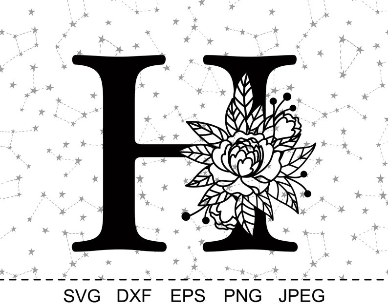 Download Floral Alphabet Letter H SVG Flower Monogram clip art | Etsy