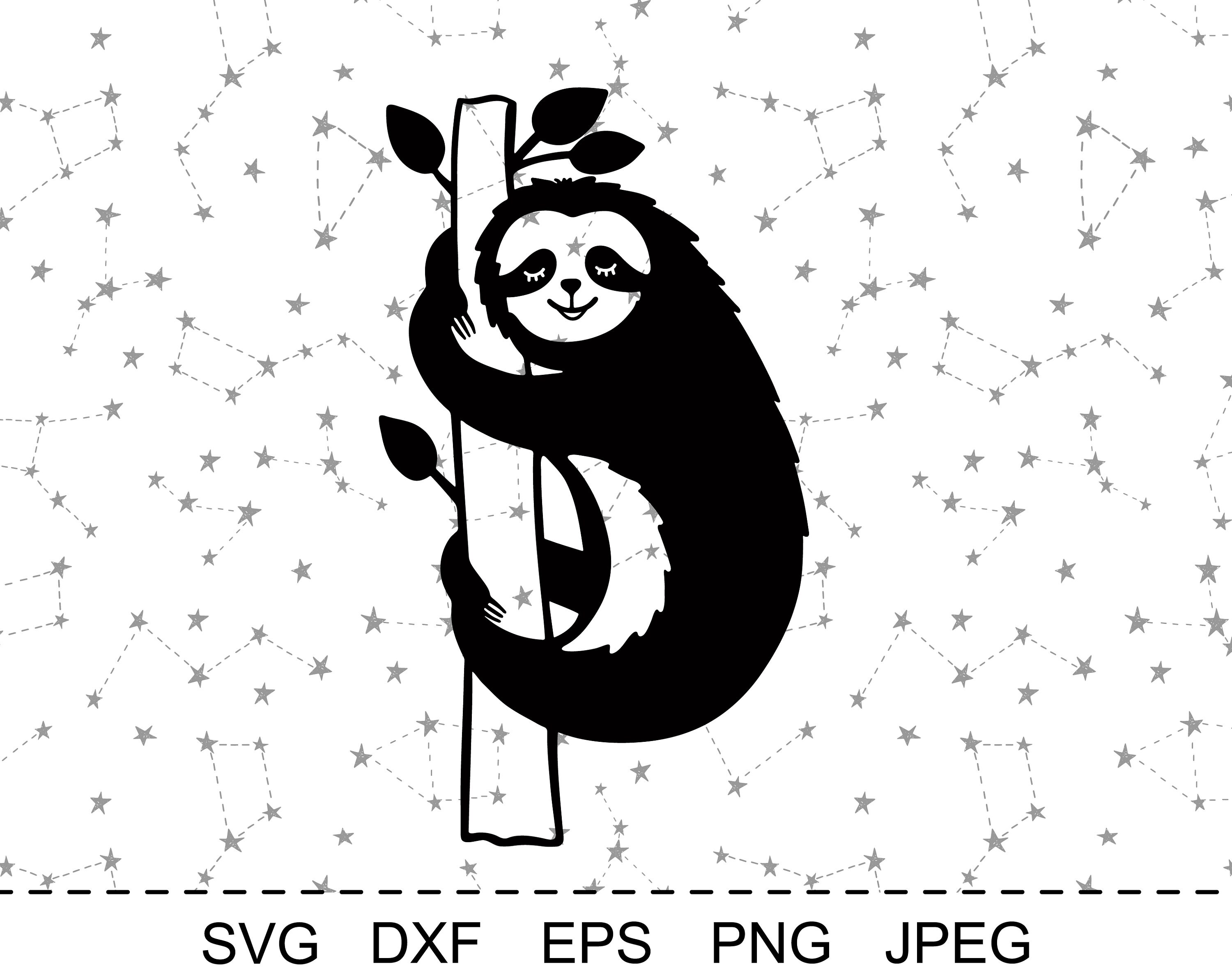 Sloth SVG Hanging Sloth PNG Digital Clipart Sloth Spirit | Etsy