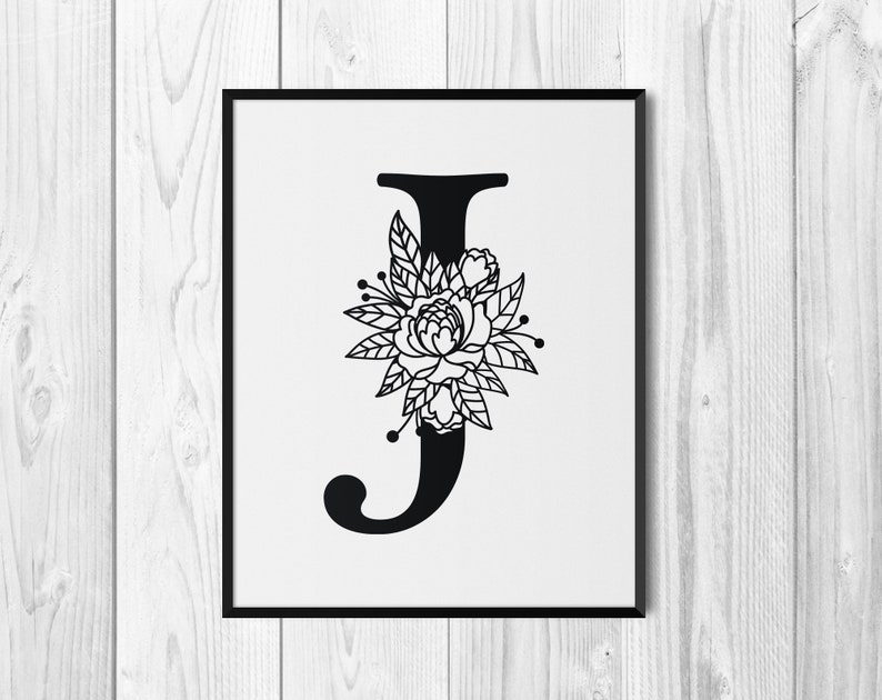 Download Floral Alphabet Letter J SVG Flower Monogram clip art | Etsy
