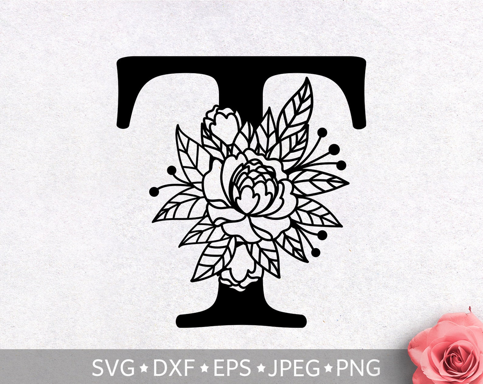 Initial SVG Letter T Svg Monogram Clipart Iron on Transfer | Etsy
