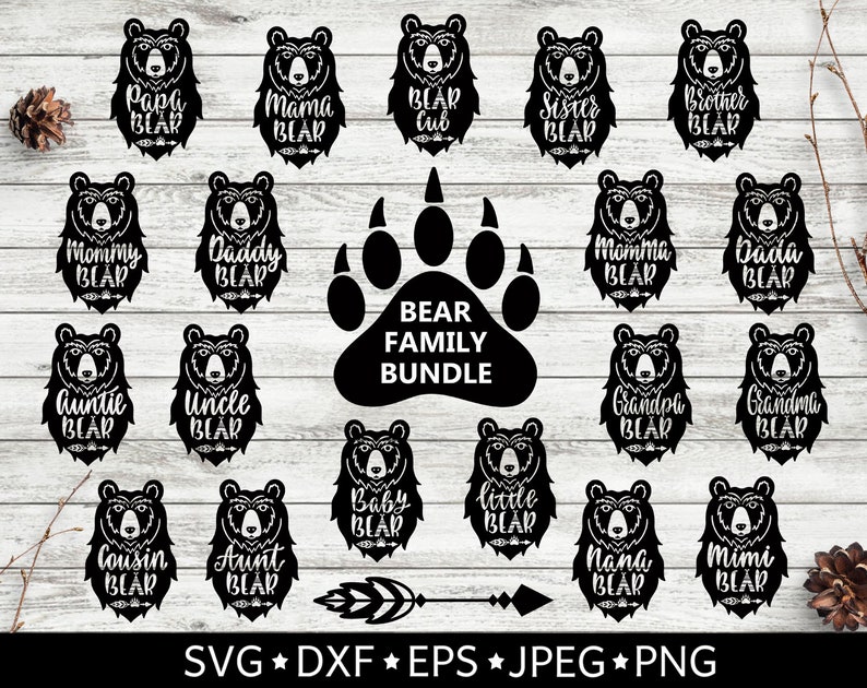 Bear Family Svg cut files Bear Svg Mama Bear SVG Baby Bear ...