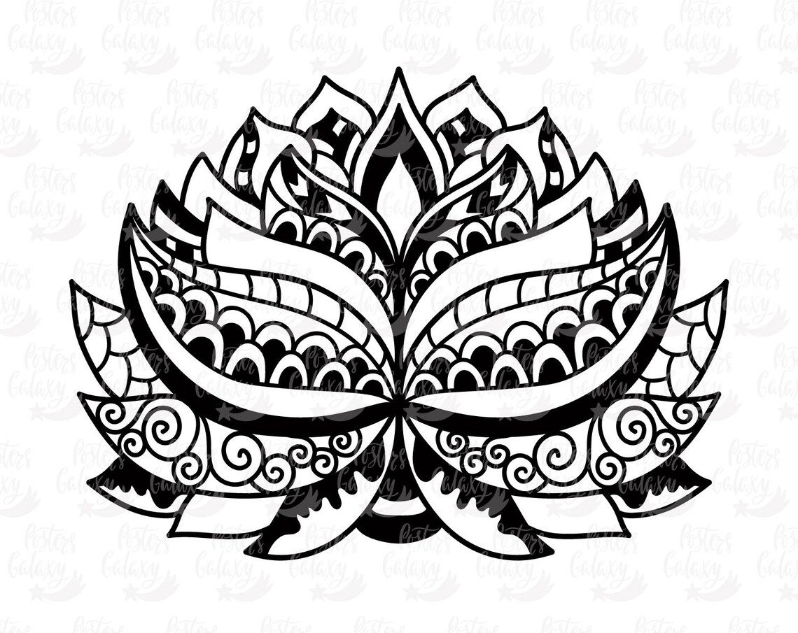 Lotus flower svg cut file Mandala lotus svg Zentangle svg | Etsy