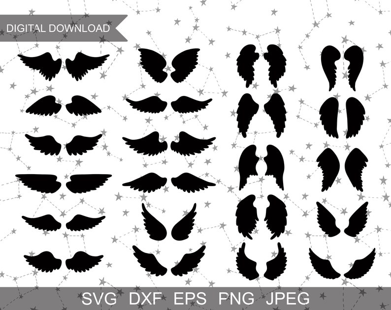 Wings Clipart Wings SVG Angel Wings Printable Art Vector Clip Art Silhouette Cut Files Angel SVG Svg Files For Cricut Angel Wings SVG