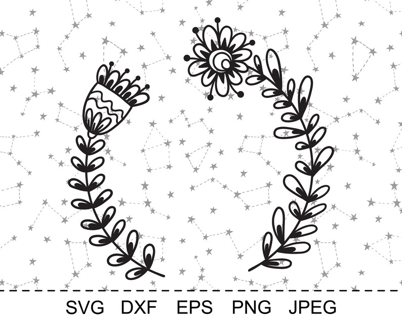 Download Flower wreath Svg cut file for Cricut Floral border Png | Etsy