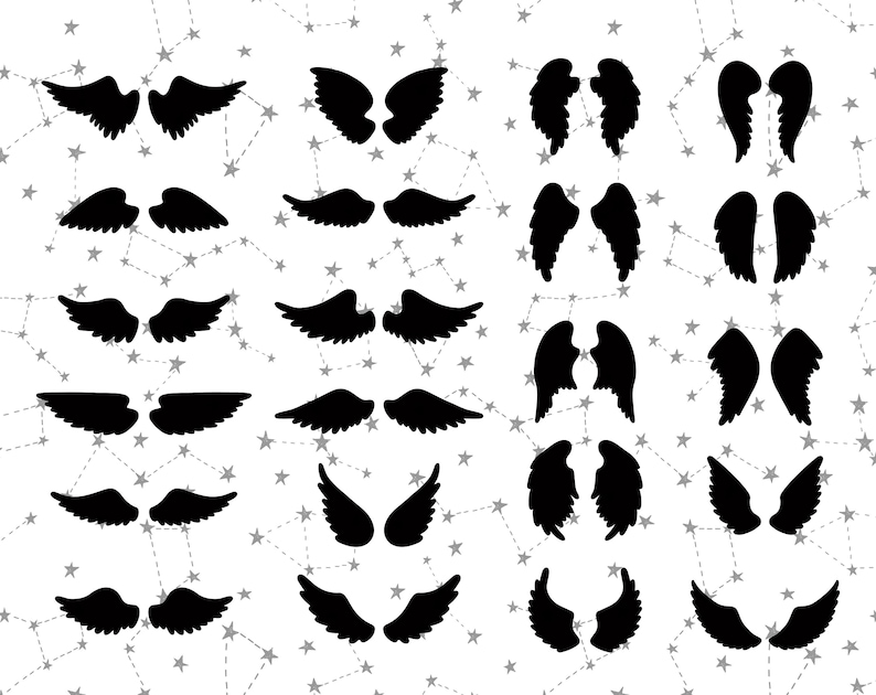 Wings Clipart Wings SVG Angel Wings Printable Art Vector Clip Art Silhouette Cut Files Angel SVG Svg Files For Cricut Angel Wings SVG