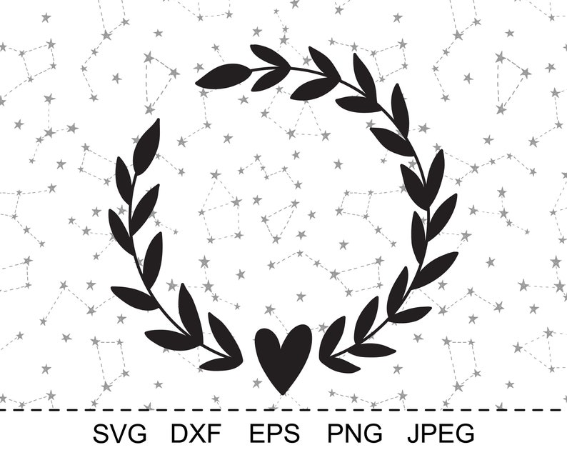 Download Heart Laurel Svg Cut File Wedding monogram svg Floral ...