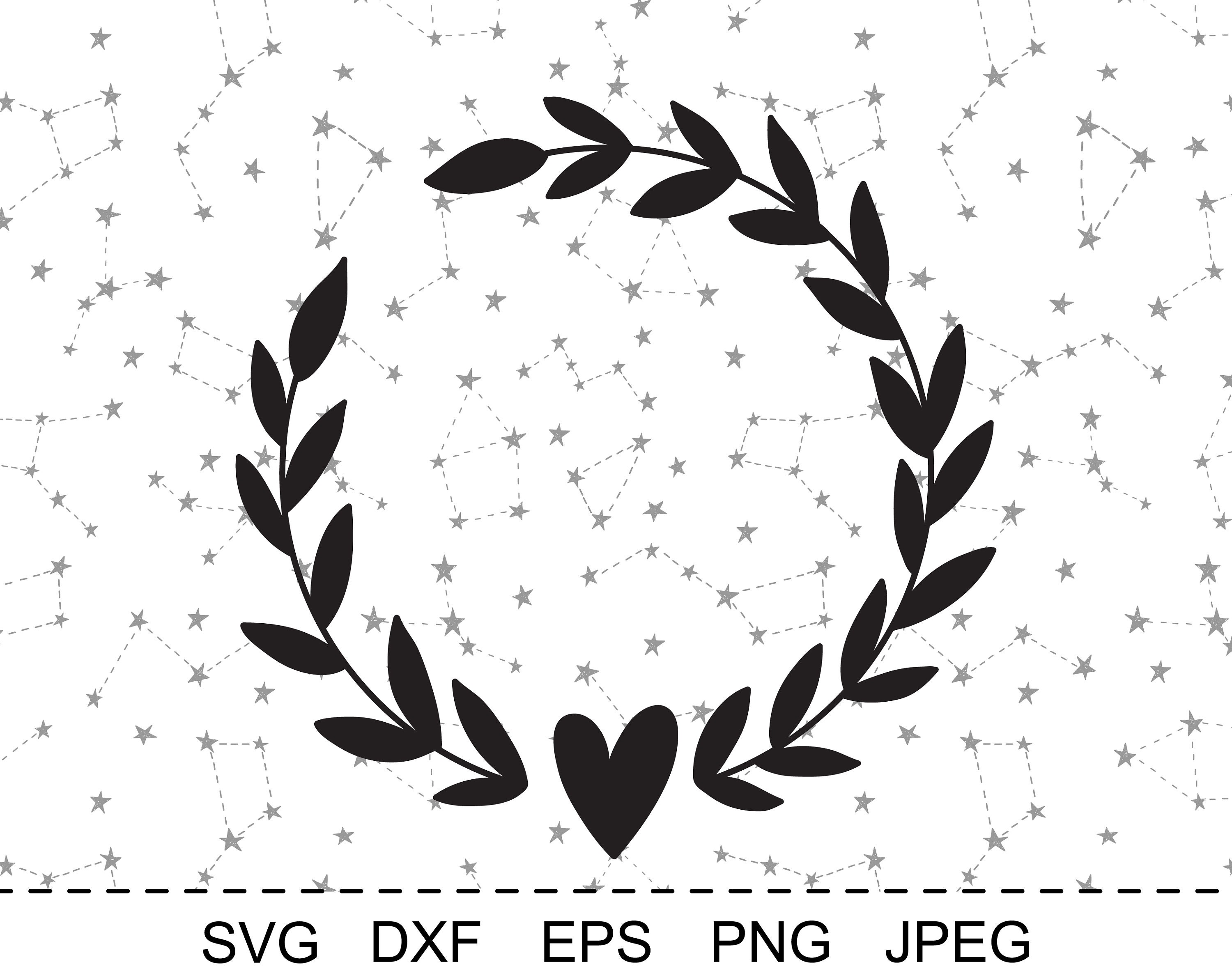Download Heart Laurel Svg Cut File Wedding monogram svg Floral ...