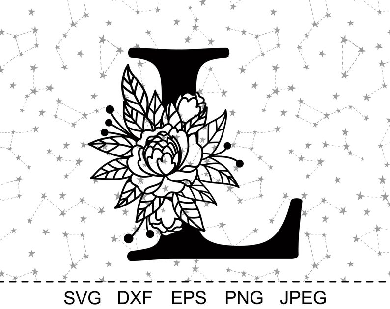 floral alphabet letter l svg flower monogram clip art etsy