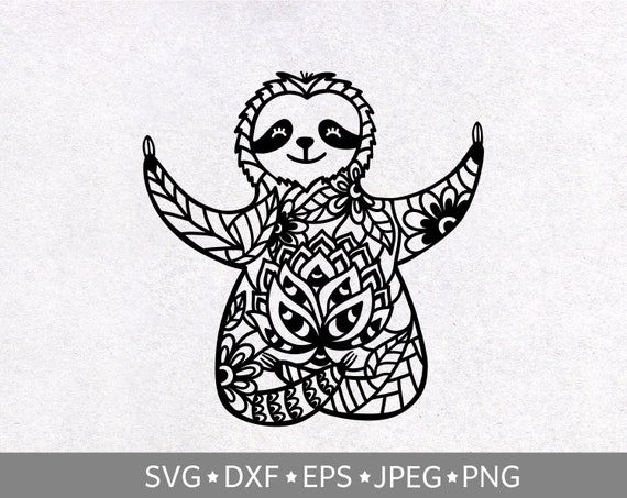 Download Sloth Mandala Svg Yoga Svg Meditating Sloth Zentangle Svg Etsy
