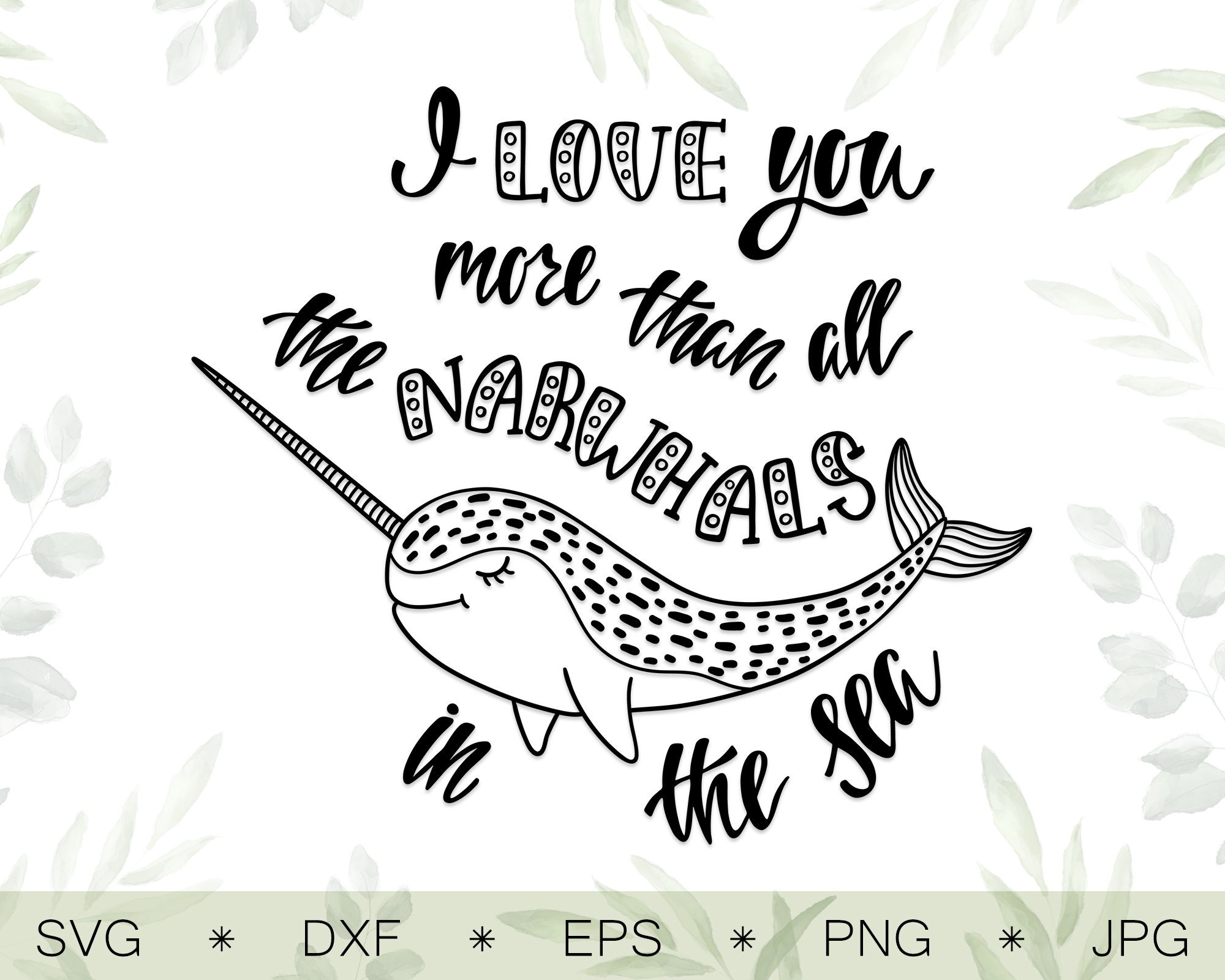 Narwhal Svg Cut File Cute Narwhal Digital Print Narwhal | Etsy