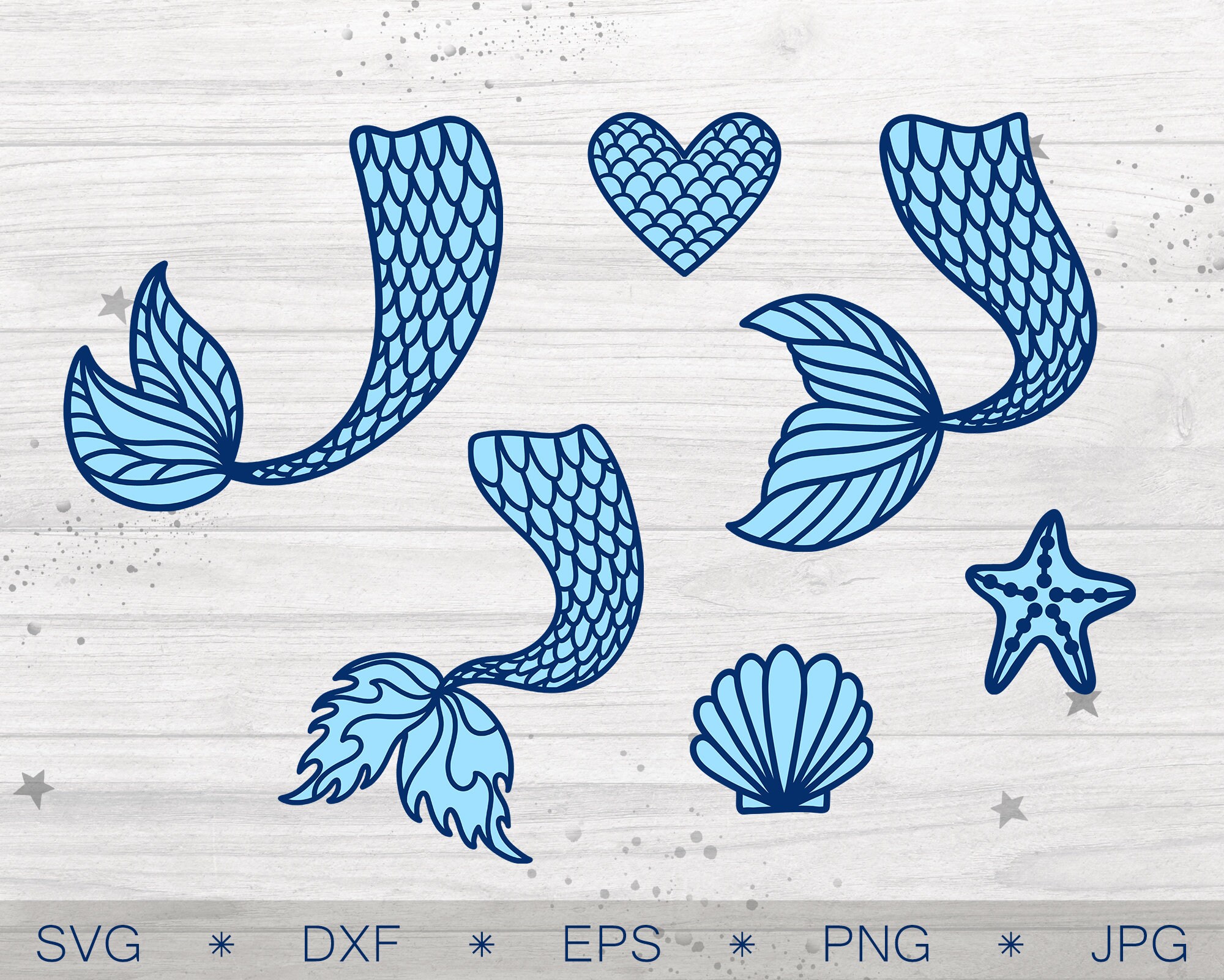 Mermaid Layers Mermaid Tail svg Mermaid Birthday Girl Seashell Starfish