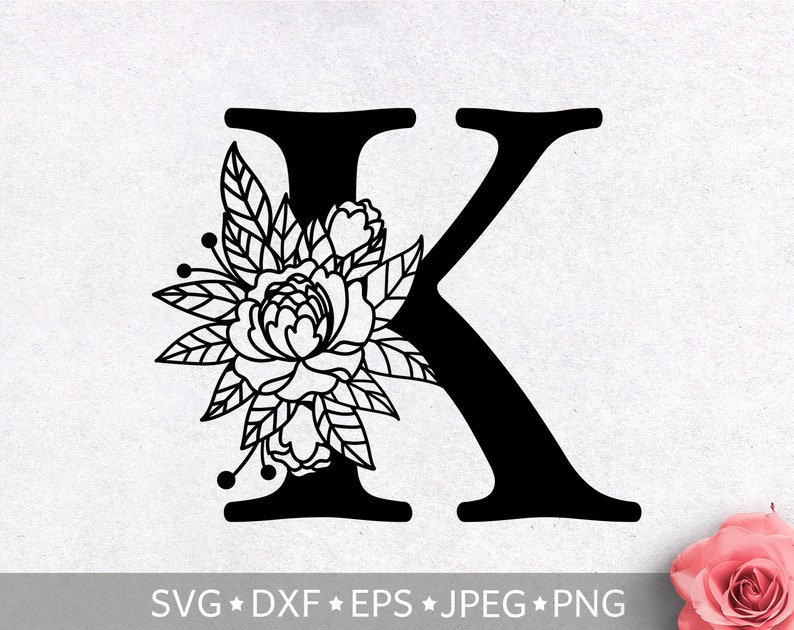 Download Floral Alphabet Letter K SVG Flower Monogram clip art | Etsy