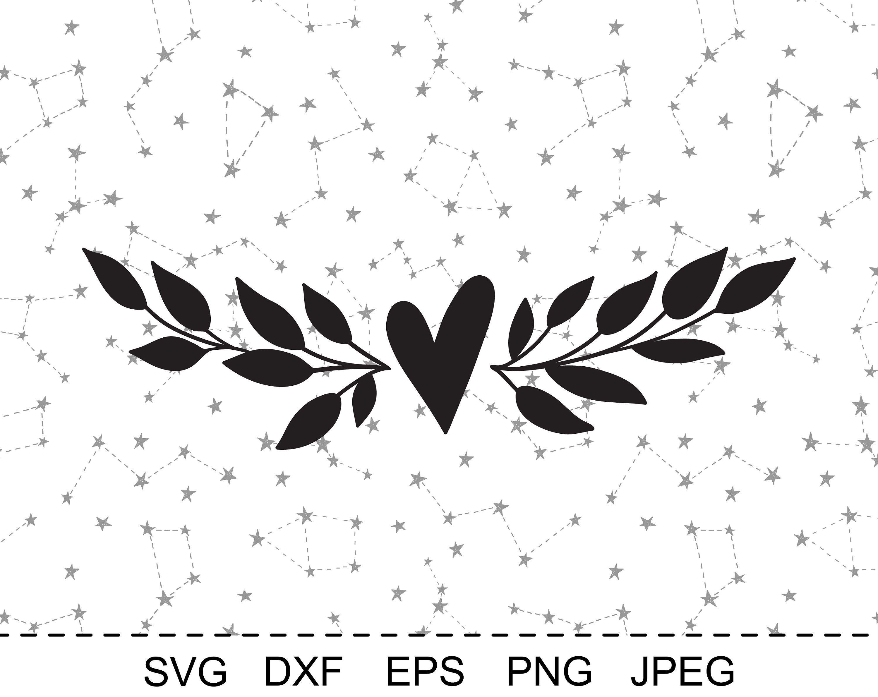 Download Branch SVG Laurel leaves SVG Heart wreath SVG Floral border | Etsy