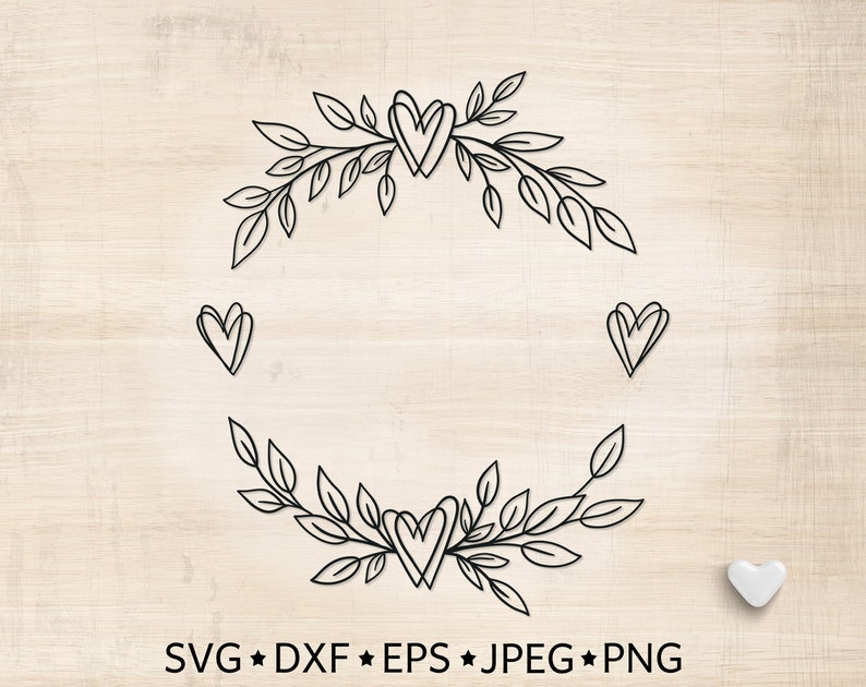 Download Heart Laurel Svg Cut File Wedding monogram svg Floral wreath | Etsy