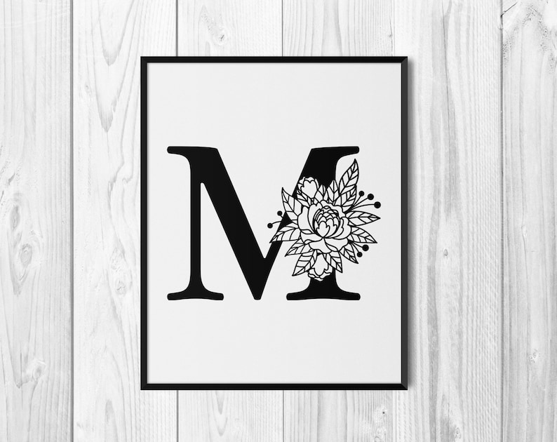 Floral Alphabet Letter M Svg Initial SVG Flower Monogram | Etsy