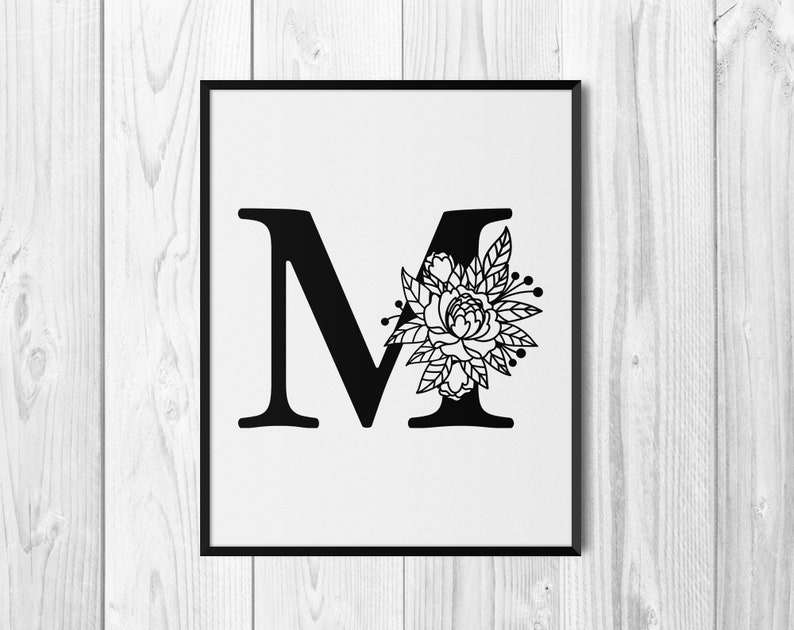 Floral Alphabet Letter M Svg Initial SVG Flower Monogram | Etsy