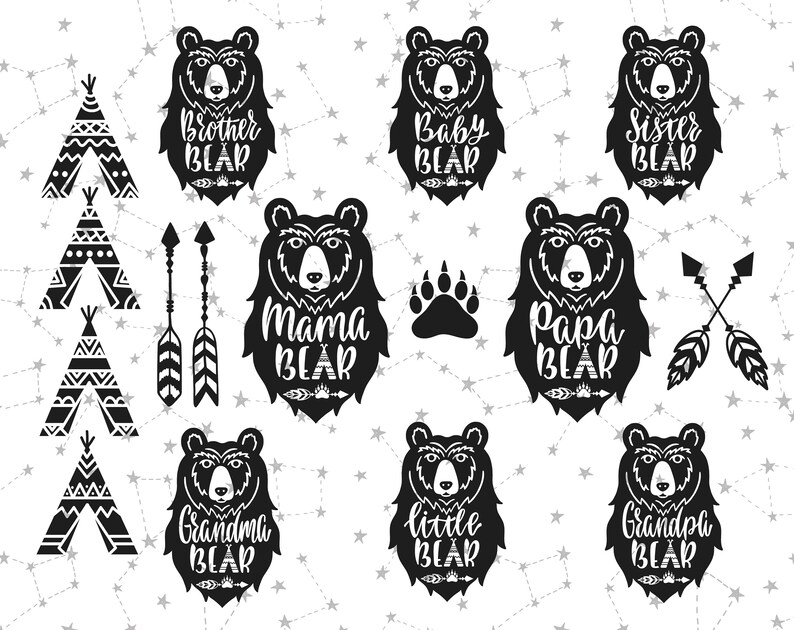 Download Mama Bear SVG Baby Bear SVG Bear Family Teepee Svg Tribal ...