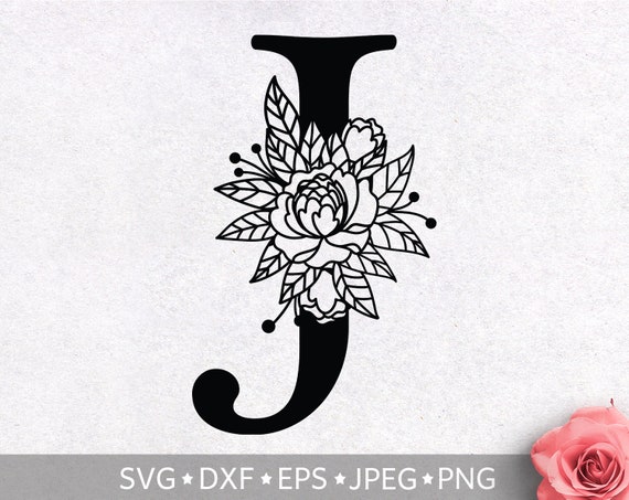 Download Floral Alphabet Letter J SVG Flower Monogram clip art | Etsy