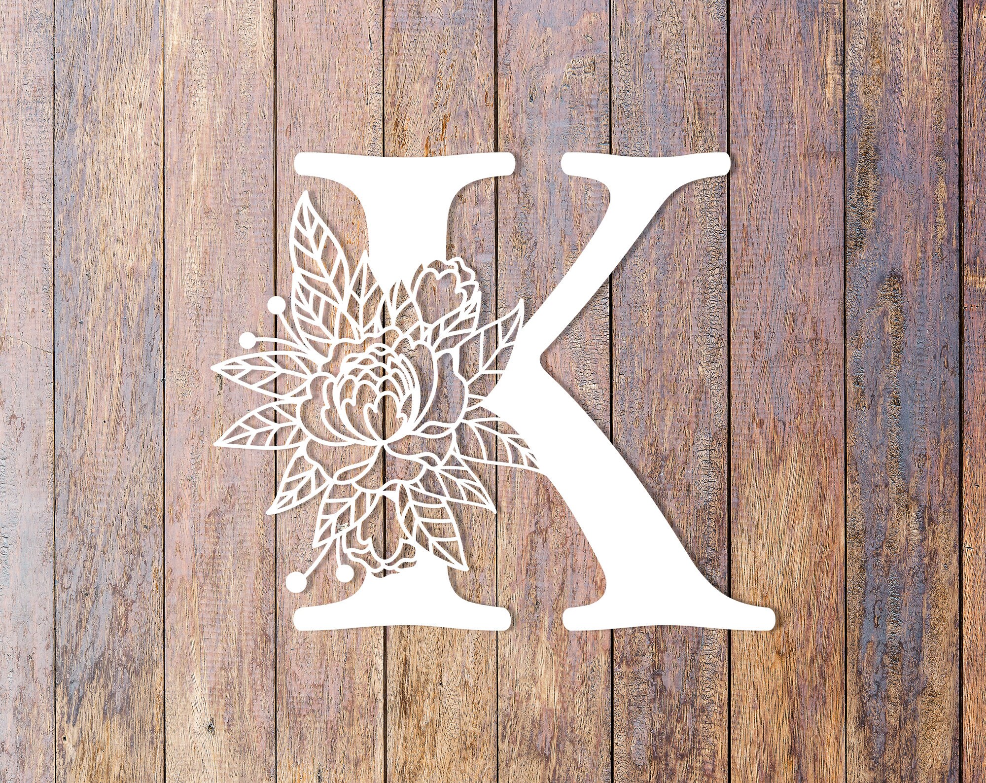 Floral Alphabet Letter K SVG Flower Monogram Clip Art Etsy