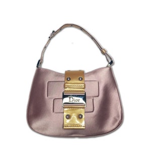 Vintage CHRISTIAN DIOR Half Moon Mini Handbag Pink Satin With
