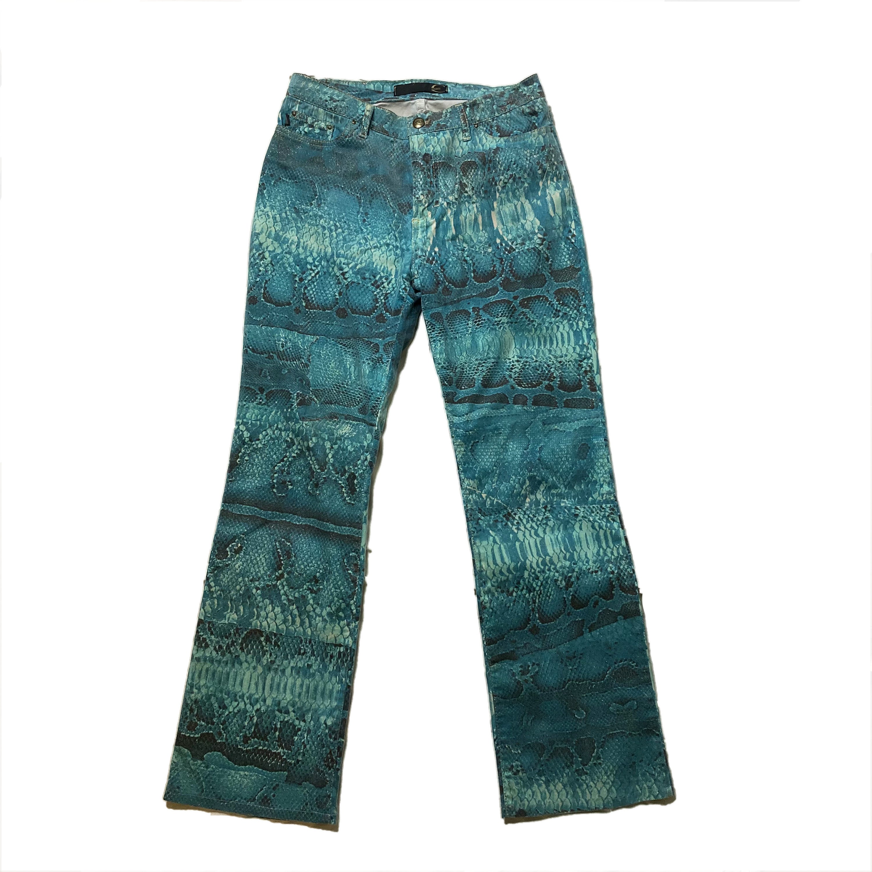 ROBERTO CAVALLI Snake Blue Print Y2k 