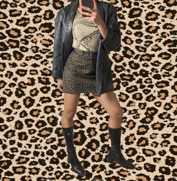 Fendi vintage 90s mini skirt leopard jacquard skir