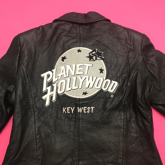 Planet Hollywood Key West Collection Vintage Leather Biker Collar Jacket Size L
