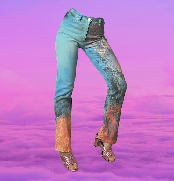 ROBERTO CAVALLI jeans coral printed ocean jeans