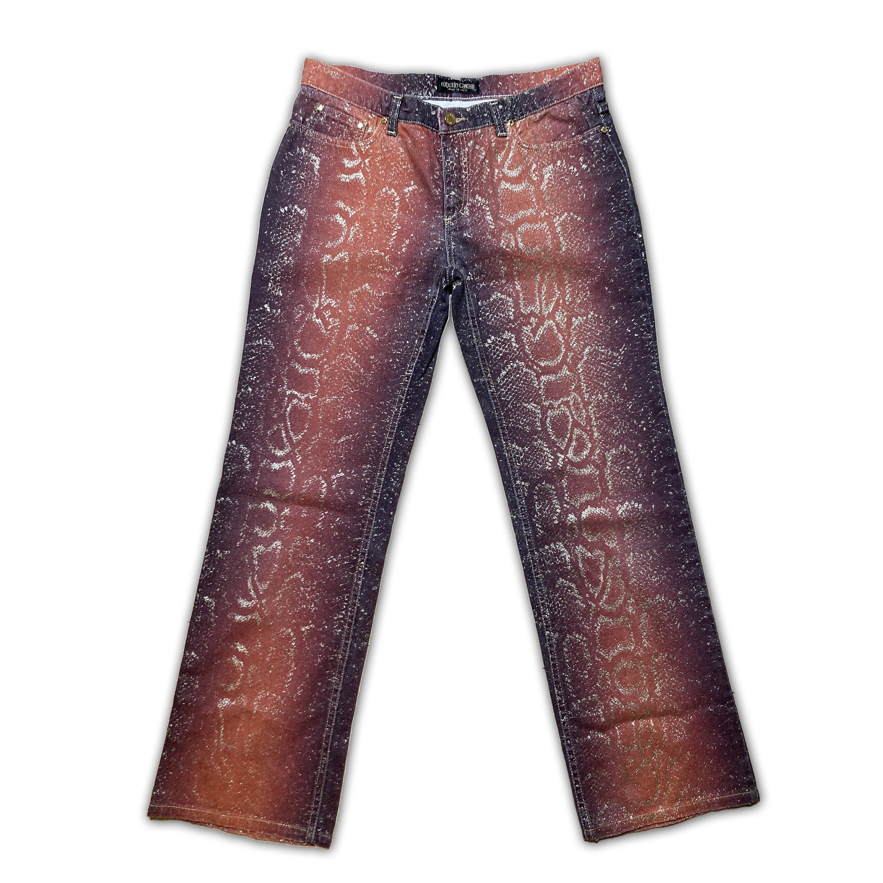 Roberto Cavalli Snake Print Jeans Y2k Ombree Sparkling - Etsy