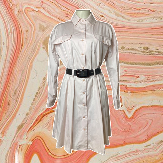 GIVENCHY vintage pleated shirt dress pink pastel s