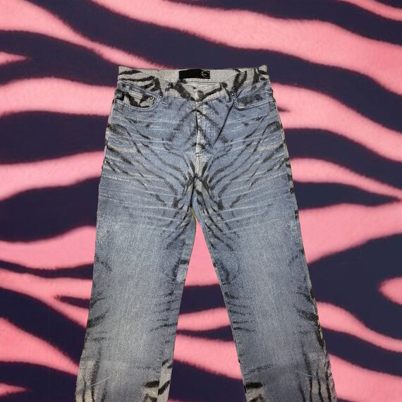 ROBERTO CAVALLI zebra blue jeans size 28 y2k